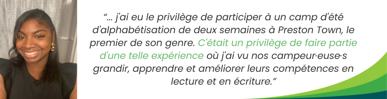 Une photo de Alondréa et une citation d'elle tirée de l'article