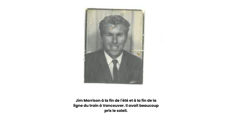 Une photo de Jim Morrison à la fin de l'été et à la fin de la ligne du train à Vancouver.